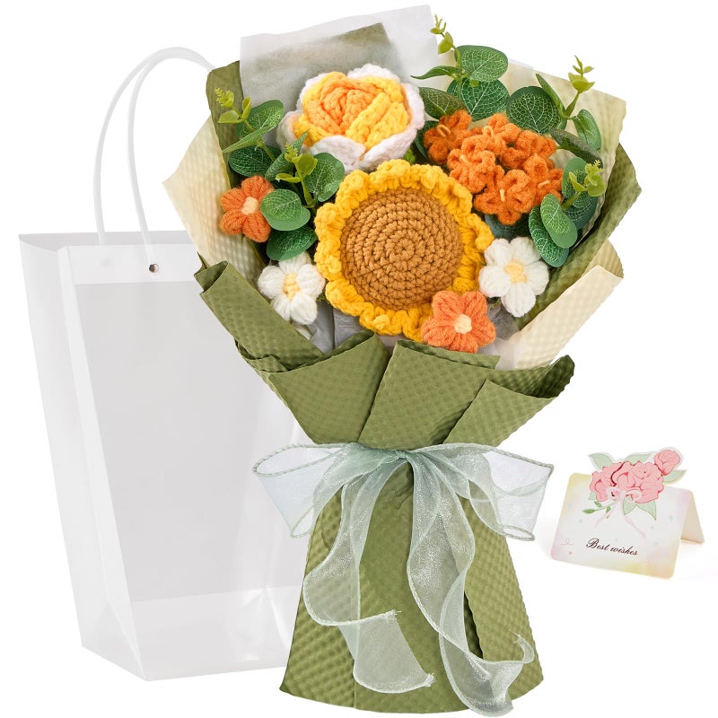 Alecono Crochet Flower Bouquet Green - Image 1