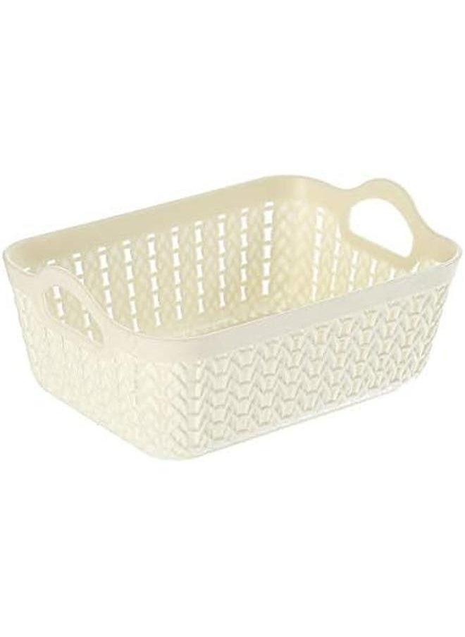 Yonovo Plastic Storage Basket 4 Piece White Storage And Organization Containers Shelf Baskets Pantry Storage Boxes For Organizing Cabinets Bin Bathroom Storage  - Image 2