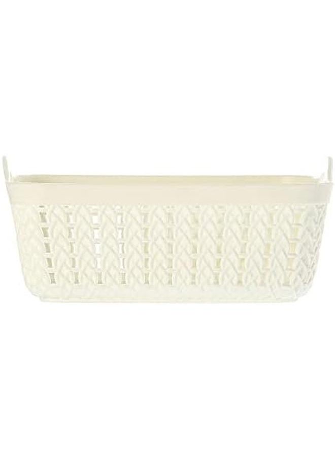 Yonovo Plastic Storage Basket 4 Piece White Storage And Organization Containers Shelf Baskets Pantry Storage Boxes For Organizing Cabinets Bin Bathroom Storage  - Image 4