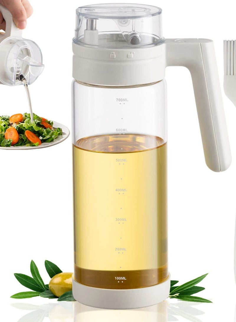 Excefore Olive Oil and Vinegar Dispenser Bottle,2.8cups White Large Olive Oil Holder with Easy Grip Handle,Borosilicate Glass No Drip Oil Bottles for Kitchen  - Image 1