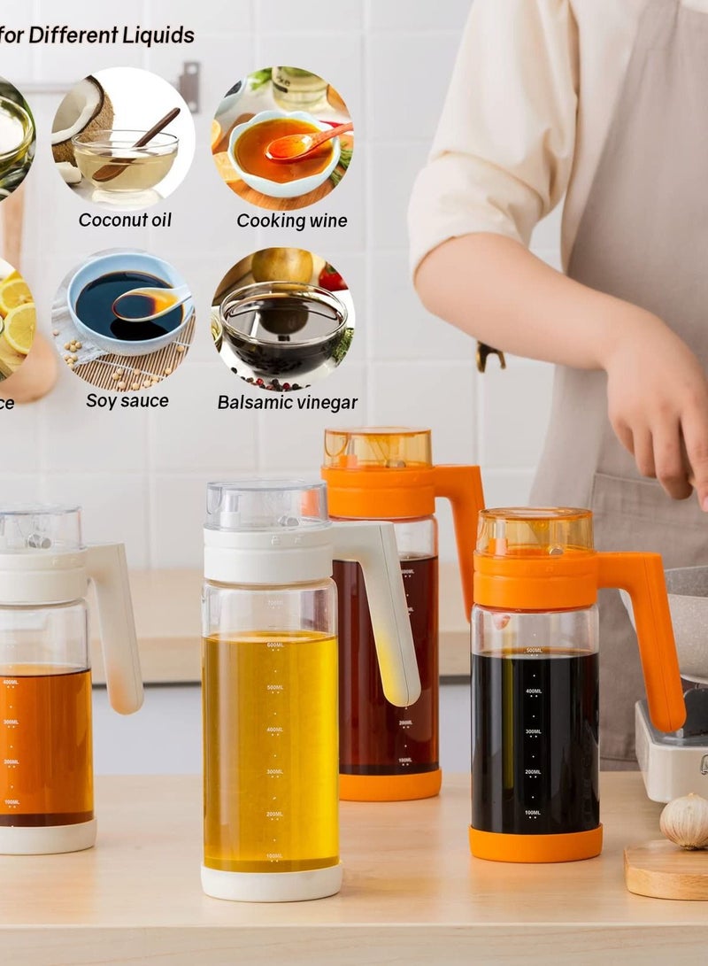 Excefore Olive Oil and Vinegar Dispenser Bottle,2.8cups White Large Olive Oil Holder with Easy Grip Handle,Borosilicate Glass No Drip Oil Bottles for Kitchen  - Image 5