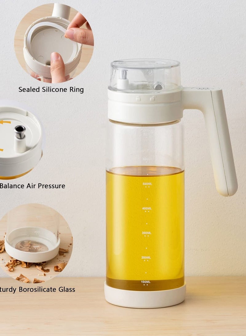 Excefore Olive Oil and Vinegar Dispenser Bottle,2.8cups White Large Olive Oil Holder with Easy Grip Handle,Borosilicate Glass No Drip Oil Bottles for Kitchen  - Image 4