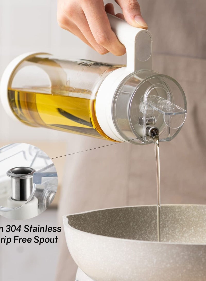 Excefore Olive Oil and Vinegar Dispenser Bottle,2.8cups White Large Olive Oil Holder with Easy Grip Handle,Borosilicate Glass No Drip Oil Bottles for Kitchen  - Image 3