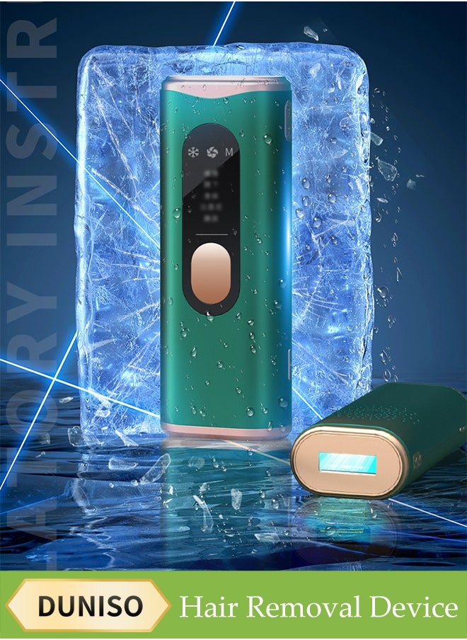 DUNISO Ice Point Laser Hair Removal Device，Electric Epilator Machine, Freezing Point Painless Home Laser Hair Removal Device & IPL Hair Removal，Used for Permanent Facial and Whole-body Hair Removal，Emerald-green  - Image 1