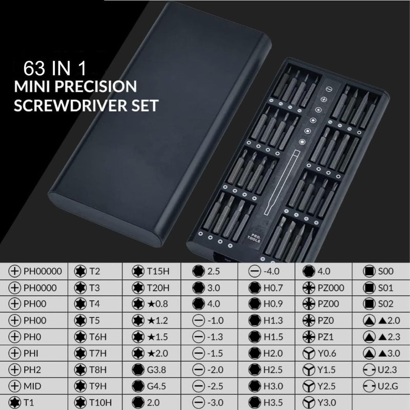 Zaptec Zaptec 63 In 1 Magnetic Precision Screwdriver Set With Magnetic Case For Electronics PC Mobile Phones Laptops Toys Watches Glasses Cameras Black - Image 5