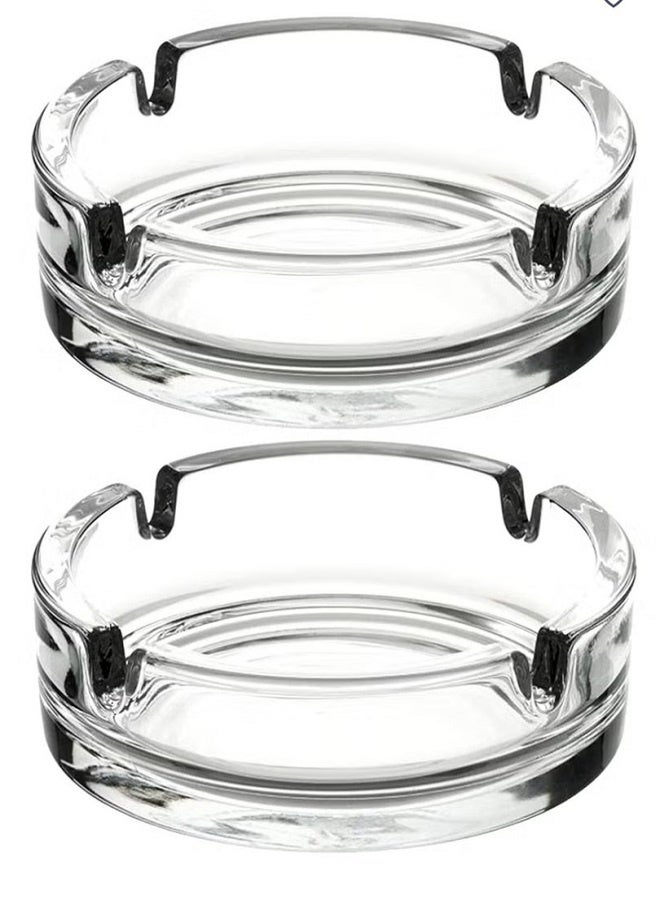 2 Pack Glass Ashtray Simple and Clear Ashtrays - Image 1