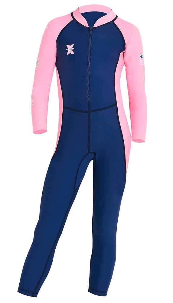 DIVE & SAIL Girls Sunsuit One Piece Full Suit Swimsuit Rash Guard Soft Sun Protective Long Sleeve Bodysuit Swimwear Navy M - Image 4
