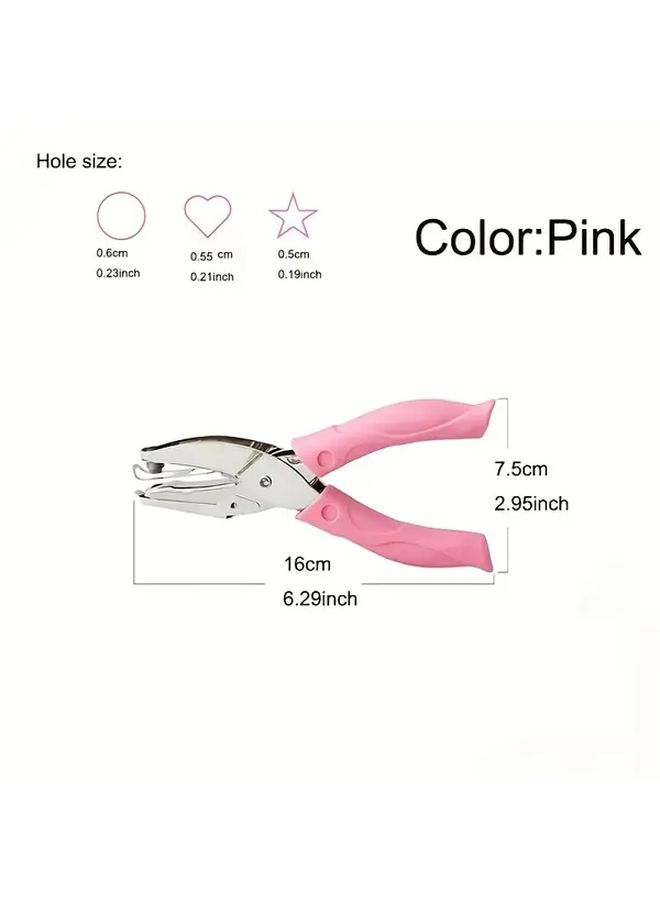 Heart Shape Hole Handheld Single Hole Paper Puncher With Pink Soft Leather Cover - Image 2