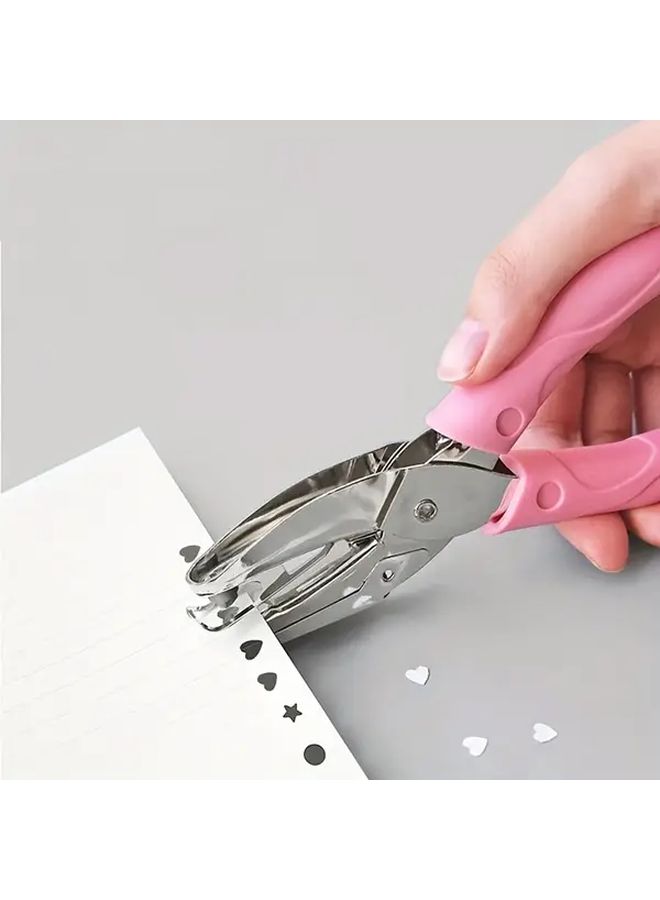 Heart Shape Hole Handheld Single Hole Paper Puncher With Pink Soft Leather Cover - Image 3