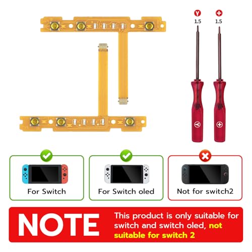 Wigearss Replacement SL SR Left Right Button Flex Cable for Nintendo Switch/Switch OLED Joy-Con Controllers Repair Spare Parts with Y-Screwdriver & +-Screwdriver Repair Kit - Image 3