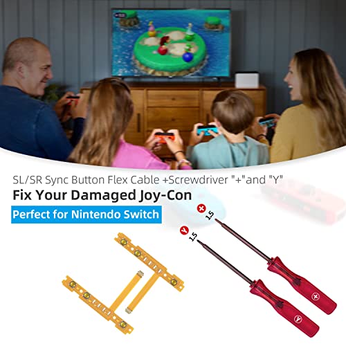 Wigearss Replacement SL SR Left Right Button Flex Cable for Nintendo Switch/Switch OLED Joy-Con Controllers Repair Spare Parts with Y-Screwdriver & +-Screwdriver Repair Kit - Image 2