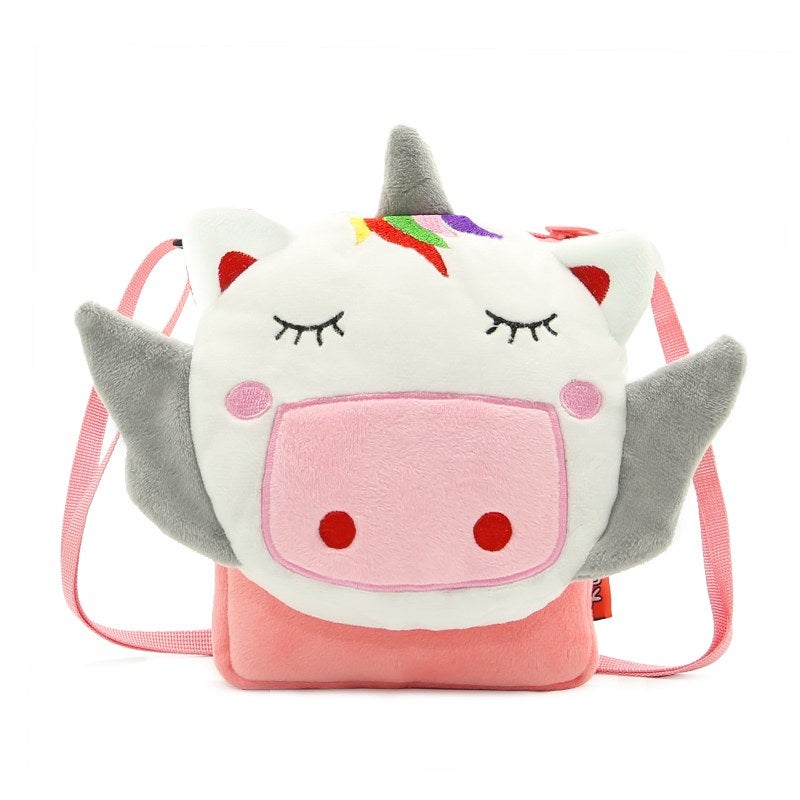 Plush Kids Crossbody Bag, Unicorn Animal Design, Soft Lightweight Shoulder Bag for Daily Outings - Image 1
