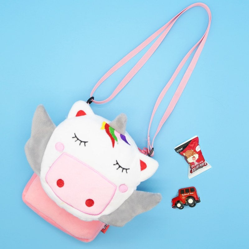 Plush Kids Crossbody Bag, Unicorn Animal Design, Soft Lightweight Shoulder Bag for Daily Outings - Image 5