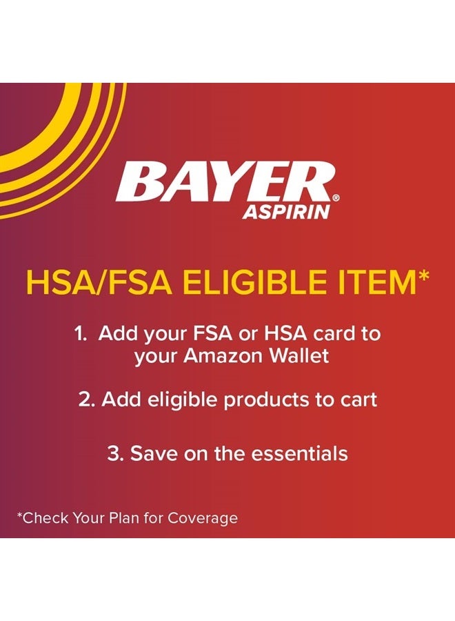 BAYER Extra Strength Aspirin 500 mg, Pain Reliever and Fever Reducer, Powerful Pain Relief of Headache, Muscle Pain, Minor Arthritis Pain, Back Ache, Toothache, and Menstrual Pain, 100 Coated Tablets - Image 4