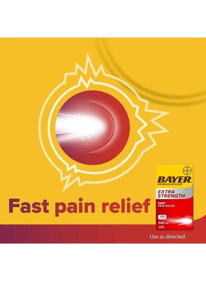 BAYER Extra Strength Aspirin 500 mg, Pain Reliever and Fever Reducer, Powerful Pain Relief of Headache, Muscle Pain, Minor Arthritis Pain, Back Ache, Toothache, and Menstrual Pain, 100 Coated Tablets - Image 3