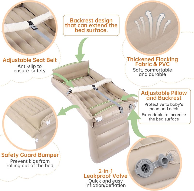 PAHTTO Kids Airplane Bed Inflatable Plane Seat Extender for Toddler Kids Travel Bed for Flight with Hand Pump Toddler Travel Essentials - Image 3