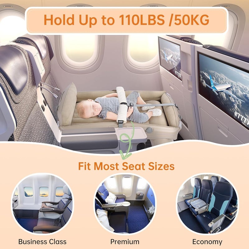 PAHTTO Kids Airplane Bed Inflatable Plane Seat Extender for Toddler Kids Travel Bed for Flight with Hand Pump Toddler Travel Essentials - Image 4