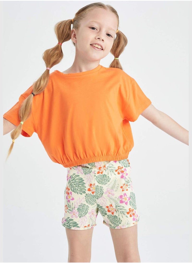 DeFacto - Short Sleeve Crop Top & Floral Print Mini Shorts - Image 1