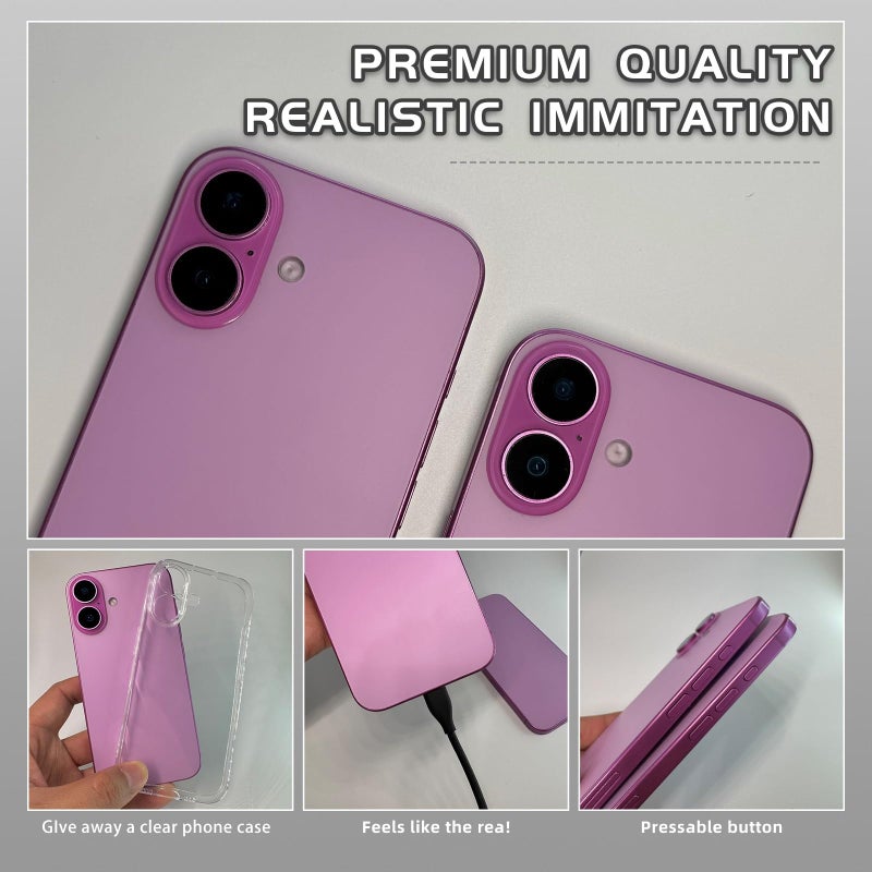 Faawxlo Fake Phone Dummy PropPhone, BlackScreen Decoy PhonePear PhoneNon-Working Phone16 16Pro Max for Kid Play, DisplayPhone Look Like Real Phonepro max16 (16,Pink,Black Screen) - Image 3