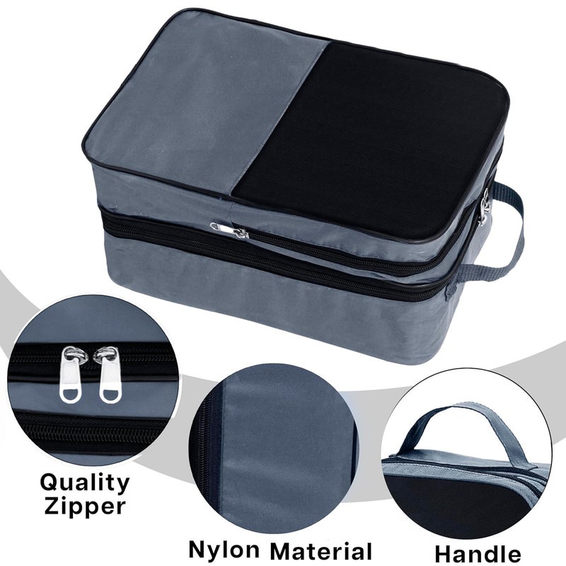 SNDIA 14 Inch Travel Shoe Bag Multipurpose Portable Travelling Shoe Storage Bag Footwear Organiser Bag (Black) (1Pk Grey) - Image 3