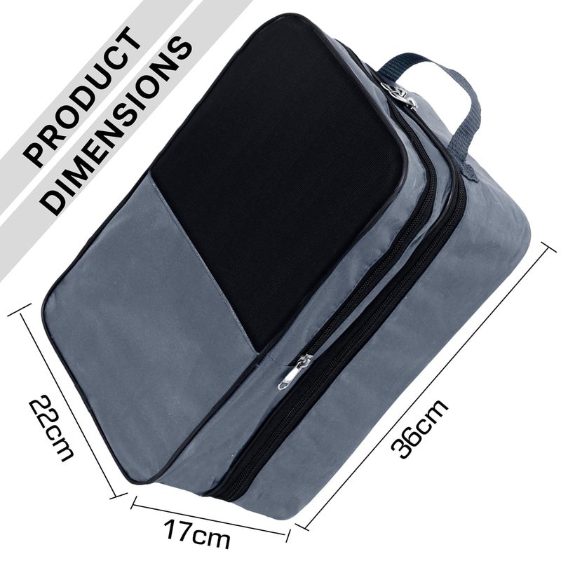 SNDIA 14 Inch Travel Shoe Bag Multipurpose Portable Travelling Shoe Storage Bag Footwear Organiser Bag (Black) (1Pk Grey) - Image 2