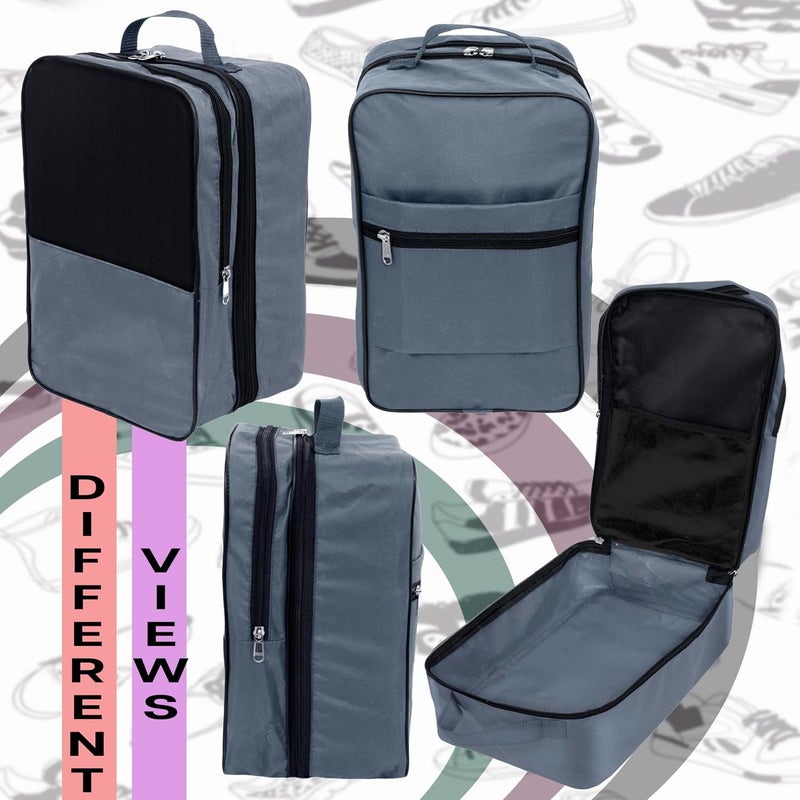 SNDIA 14 Inch Travel Shoe Bag Multipurpose Portable Travelling Shoe Storage Bag Footwear Organiser Bag (Black) (1Pk Grey) - Image 5