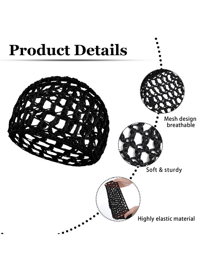 2 Pieces Black and Grey Breathable Anti-Frizz Crochet Hair Nets for Sleeping, Soft Reusable Knitted Mesh Sleep Bonnets, Protect Hairstyle for Silk Press Wrap, for Women - Image 3