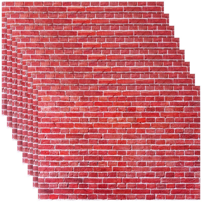Furbeko 35 Pcs Miniature Dollhouse Wallpaper Self-Adhesive Mini DIY Floorboards Wall Paper Real Life DIY Decoration for Dollhouse(Red) - Image 1