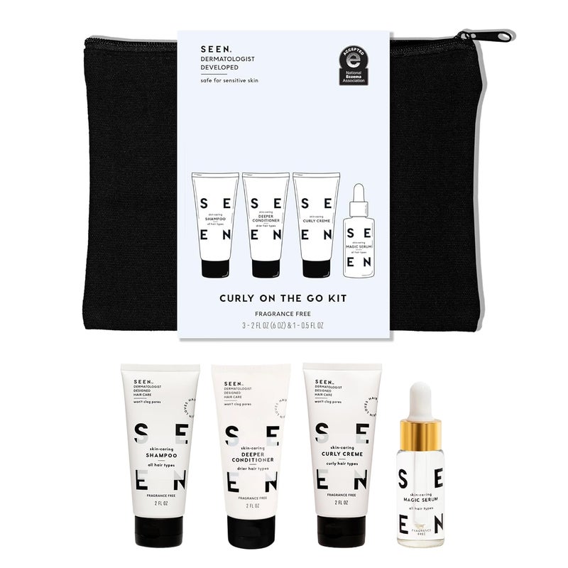 SEEN Curly On The Go Kit, Fragrance Free - Non-Comedogenic & Safe for Sensitive Skin - Curl-Defining Styling Hair Bundle - Anti Frizz - Heat Protectant - Image 1
