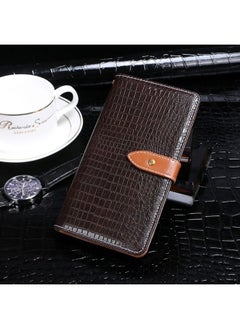 Case Cover For Realme C21 idewei Crocodile Texture Horizontal Flip Leather Case with Holder & Card Slots & Wallet Dark Brown