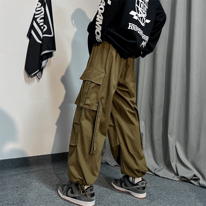 Generic Mens Autumn Korean Harajuku Casual Nine-Point Pants Black  - Image 4