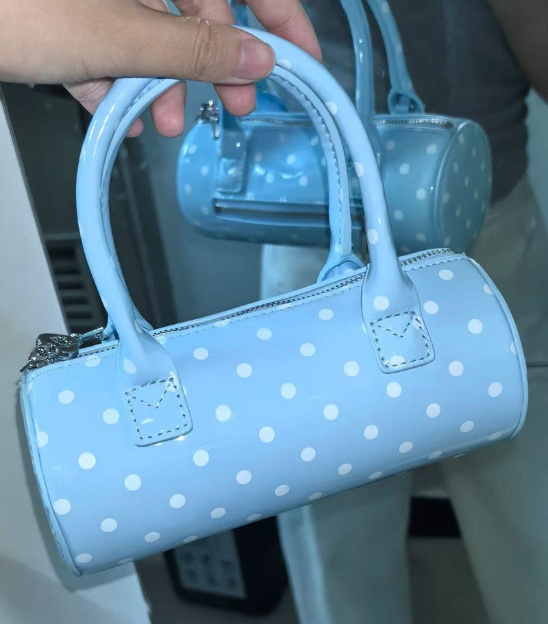 New Summer Dopamine Premium Handheld Cylinder Bag, Korean Ins Style, Bowling Cute Polka Dot Bag for Women - Image 3