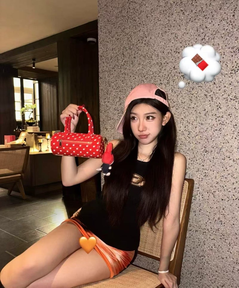 New Summer Dopamine Premium Handheld Cylinder Bag, Korean Ins Style, Bowling Cute Polka Dot Bag for Women - Image 5