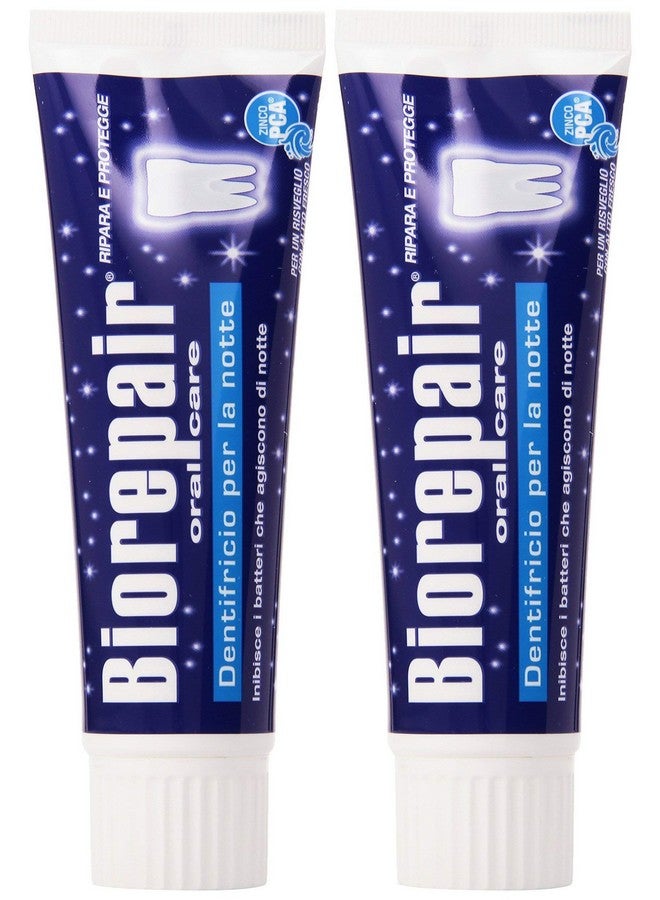 Biorepair: "Dentifricio per la Notte" (Intensive Night Repair) Toothpaste with microRepair * 2.5 Fluid Ounce (75ml) Tube (Pack of 2) * [ Italian Import ] - Image 1