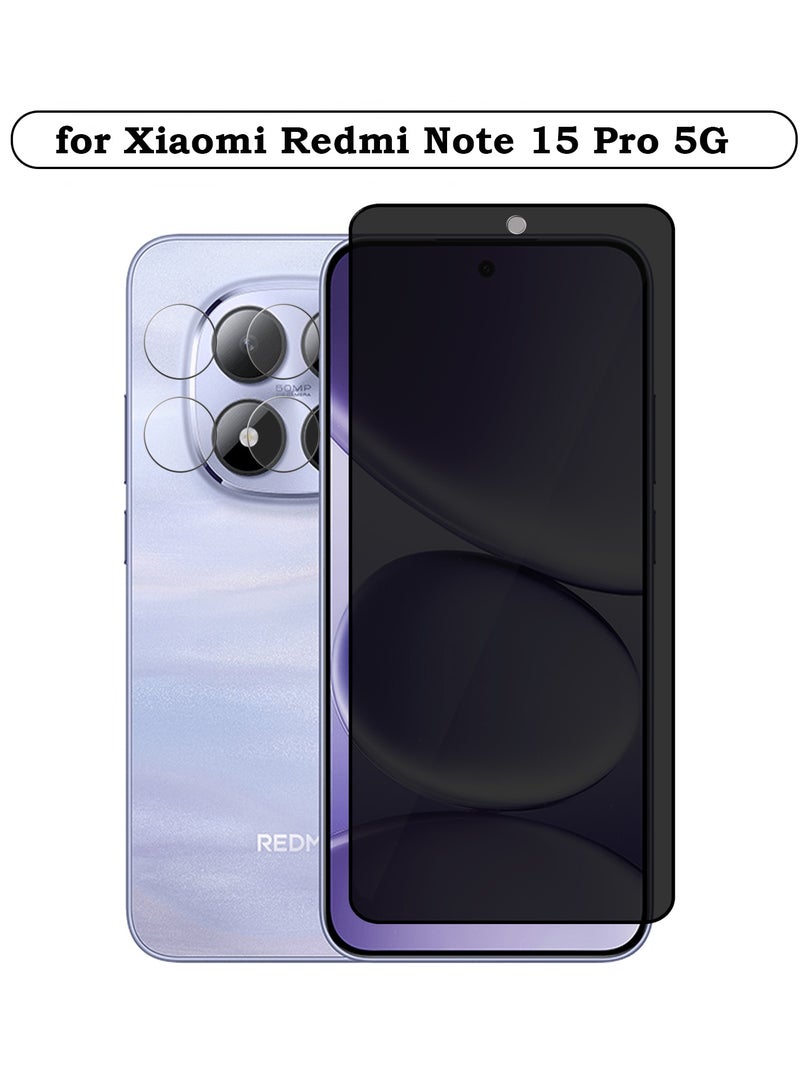 2 in 1 for Xiaomi Redmi Note 15 Pro 5G Privacy Screen Protector with Camera Lens Film,  Anti-spy Tempered Glass, Anti Scratch Screen Protector Film