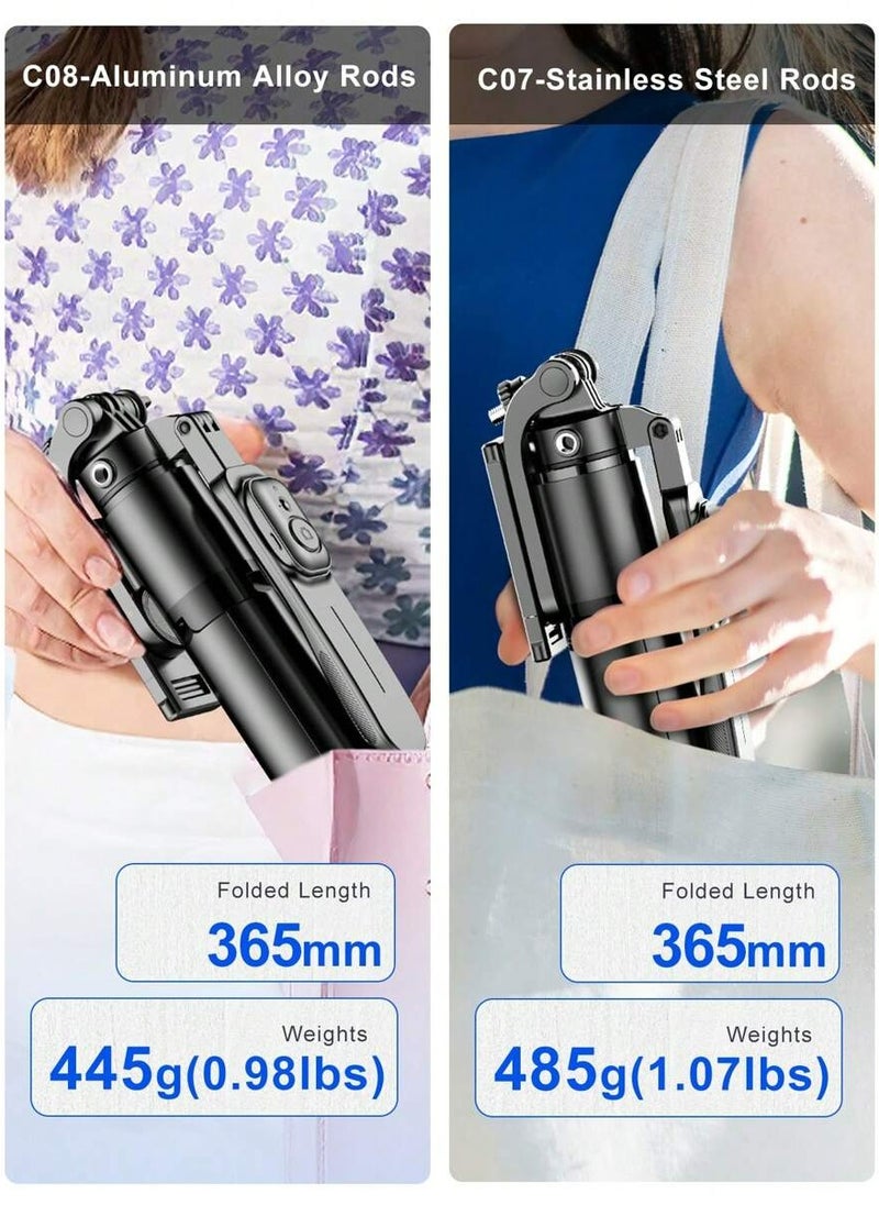 2m/79" Selfie Stick Gimbal Stabilizer Aluminum Alloy Extra Long Pole - Balanced and Stable 360° Rotating Selfie Stick Tripod, Extendable Phone Tripod Bracket, Equipped with Wireless Remote