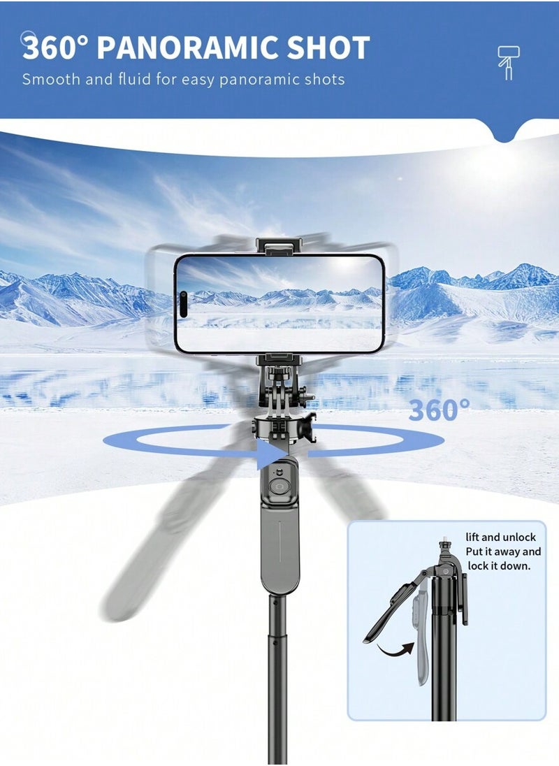 2m/79" Selfie Stick Gimbal Stabilizer Aluminum Alloy Extra Long Pole - Balanced and Stable 360° Rotating Selfie Stick Tripod, Extendable Phone Tripod Bracket, Equipped with Wireless Remote