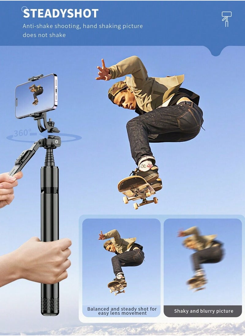 2m/79" Selfie Stick Gimbal Stabilizer Aluminum Alloy Extra Long Pole - Balanced and Stable 360° Rotating Selfie Stick Tripod, Extendable Phone Tripod Bracket, Equipped with Wireless Remote