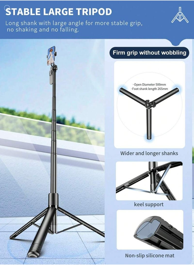 Meiyilan 2m/79" Selfie Stick Gimbal Stabilizer Aluminum Alloy Extra Long Pole - Balanced and Stable 360° Rotating Selfie Stick Tripod, Extendable Phone Tripod Bracket, Equipped with Wireless Remote  - Image 5