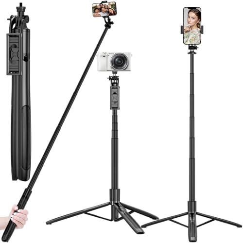 Hold UP Long Selfie Stick Tripod Extra-Long Selfie Stick with Tripod Stand Upto 61 inch/156 cm Camera Stick Portable Selfie Stick for vlogging, Video Recording, Live Streaming - Image 1