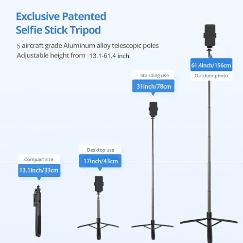 Hold UP Long Selfie Stick Tripod Extra-Long Selfie Stick with Tripod Stand Upto 61 inch/156 cm Camera Stick Portable Selfie Stick for vlogging, Video Recording, Live Streaming - Image 3