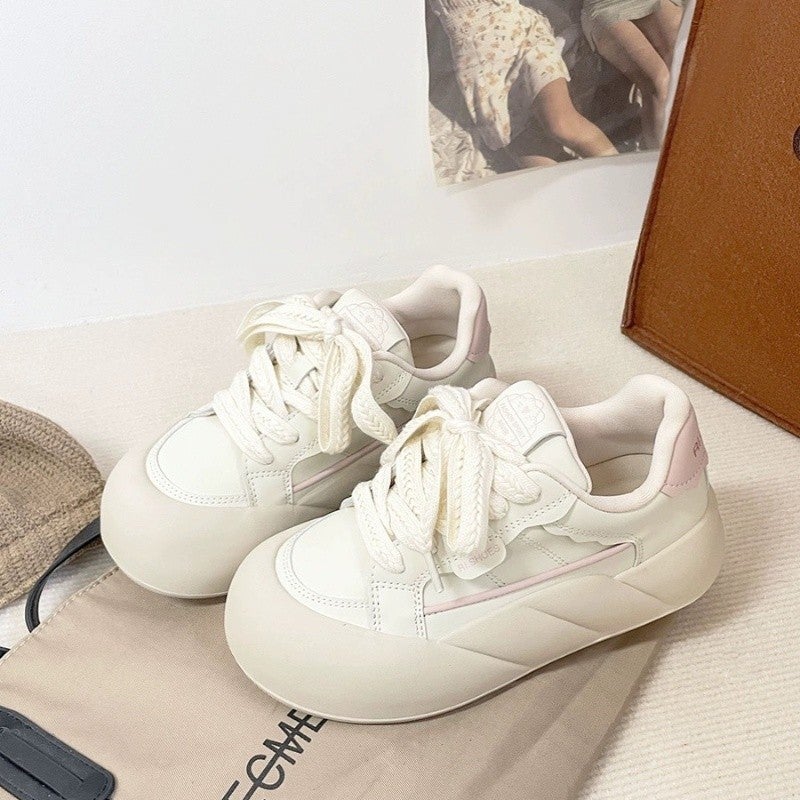Platform Shoes Girls Big Head Bread Shoes Spring New White Shoes Ins All-Match Niche Sneaker - Image 3