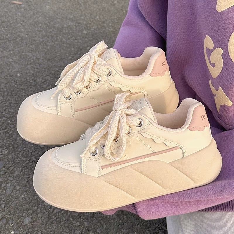 Platform Shoes Girls Big Head Bread Shoes Spring New White Shoes Ins All-Match Niche Sneaker - Image 1