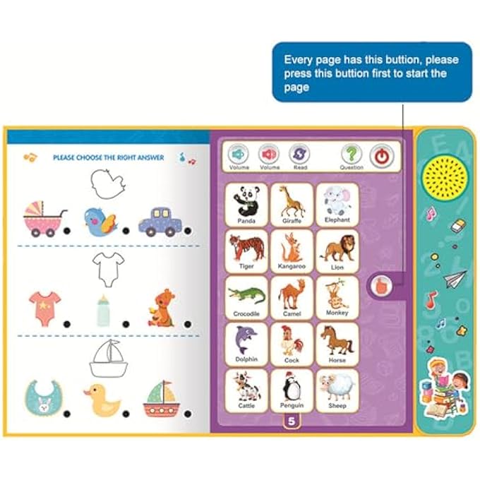 KIDS ABC SOUND BOOK, INTERACTIVE ELECTRONIC LEARNING BOOKS TALKING PEN SET BIRTHDAY PRESENT FOR READING, ,NUMBERS, ANIMALS, MUSIC, GAMES EDUCATIONAL TOYS FOR BOYS GIRLS, ENGLISH - Image 5