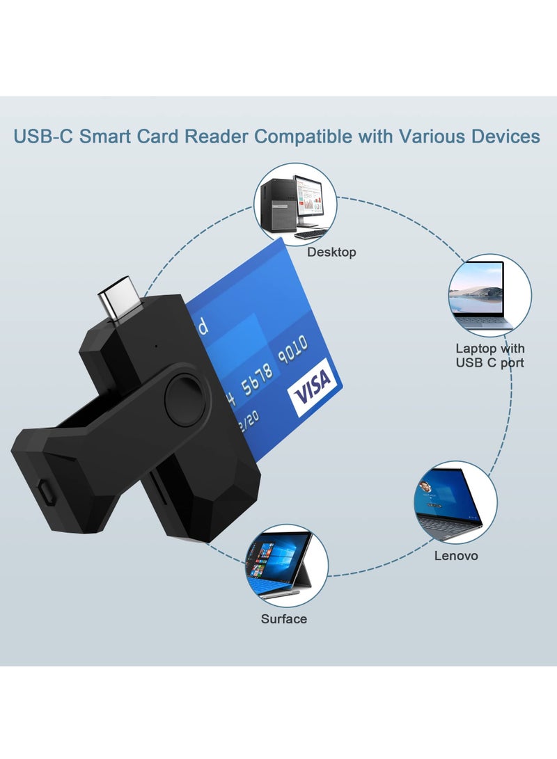 SOLARAE Type-C SIM Reader for Mobile Phones, ID Card Reader Smart Card Reader for Contact Chip, Micro SD+SD Card Reader, CAC Reader for Bank/ CAC/ IC/ Health/ Credit Card, Drive-free for Windows Android - Image 2