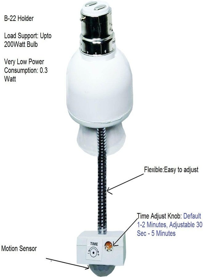 RENMAX LED Bulb Holder Motion Sensor Automatic B22 Base Night/Day Light Working 200W Load Capacity (Pack of 2) - Image 2