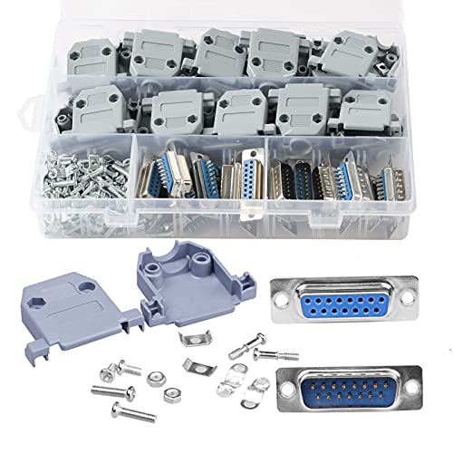 ANMBEST DB15 Solder Connector 15PIN RS232 Terminal Adapter Breakout Board with Case Assortment Kit10PCS Male 10PCS Female