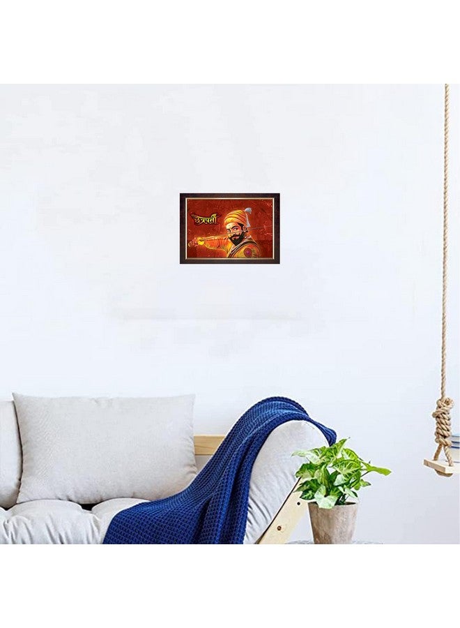 Dharvika Innovations Dharvika Innovations chatrapati shivaji maharaj photo frame painting big size vinyl sparkle coated home decorative gift item with synthetic photo frame (14×20 Inch) - 6025 - Image 5