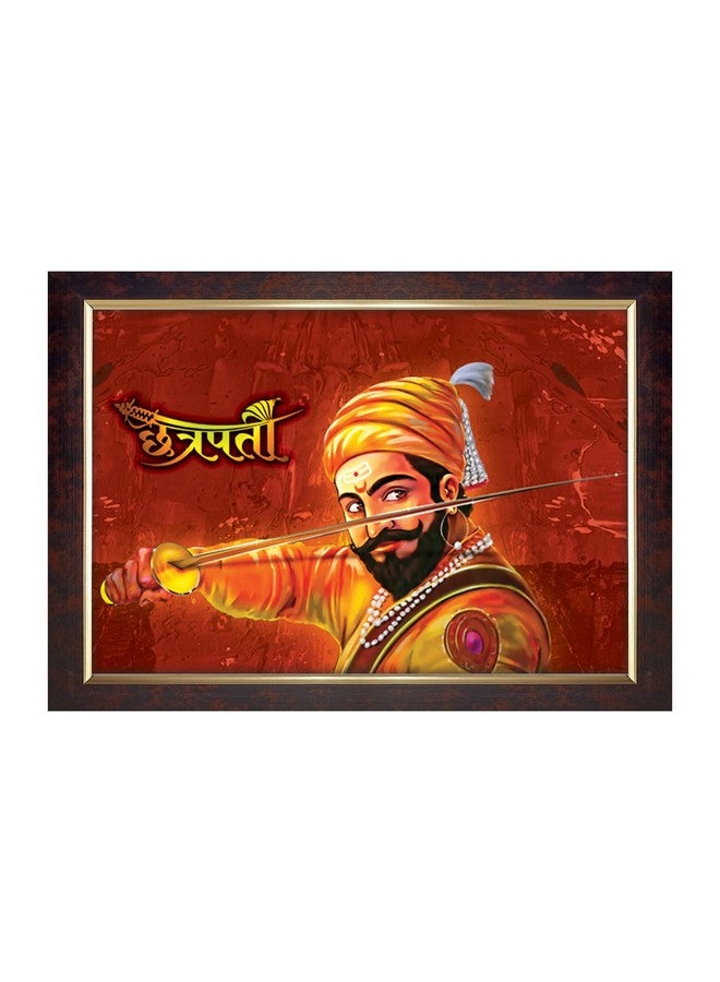 Dharvika Innovations Dharvika Innovations chatrapati shivaji maharaj photo frame painting big size vinyl sparkle coated home decorative gift item with synthetic photo frame (14×20 Inch) - 6025 - Image 1
