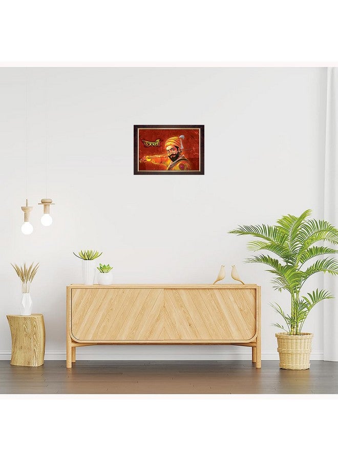 Dharvika Innovations Dharvika Innovations chatrapati shivaji maharaj photo frame painting big size vinyl sparkle coated home decorative gift item with synthetic photo frame (14×20 Inch) - 6025 - Image 3